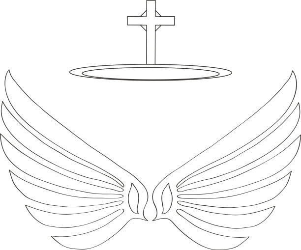 带着光环的天使的翅膀。图片下载