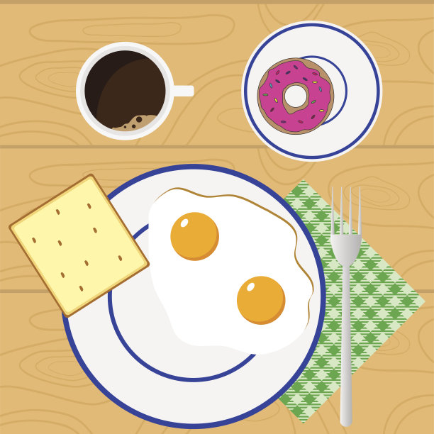 午餐，一盘炒鸡蛋，一杯咖啡。图片下载