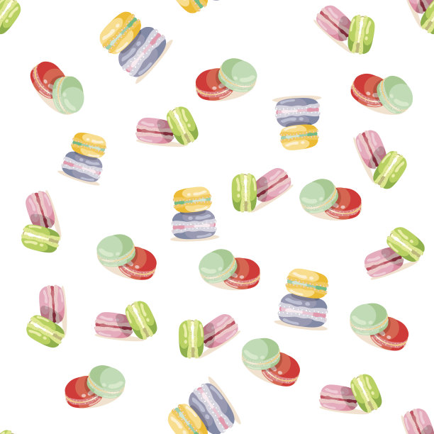 丰富多彩的蛋白杏仁饼无缝图案。图片下载