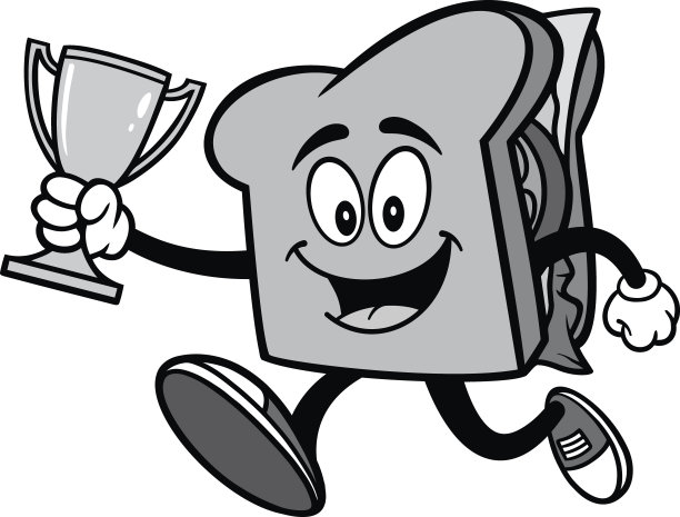 三明治跑步与奖杯插图图片下载