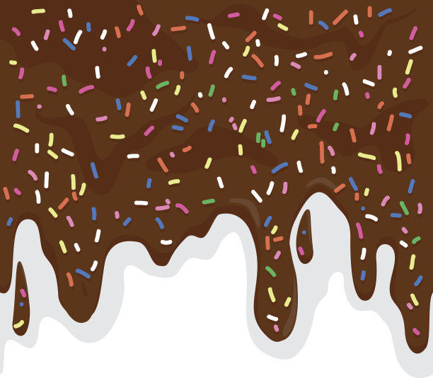 滴在巧克力上的五颜六色的糖屑。图片下载