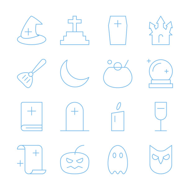 万圣节派对细线可编辑的描边矢量图标图片下载