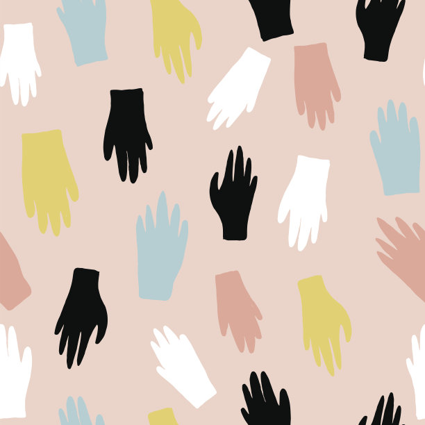 创意无缝模式与手套。用墨水绘制纹理。矢量图图片下载