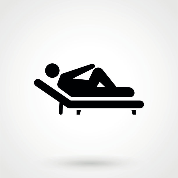 扁平风格日光浴床人物图标矢量插画图片下载