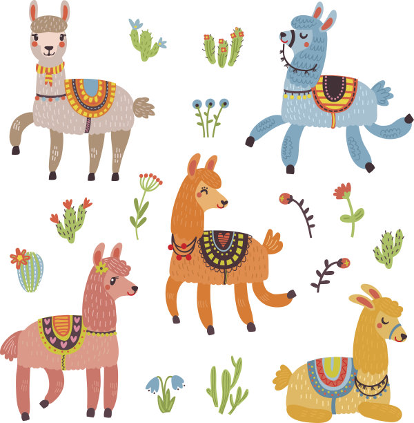 喇嘛矢量卡与字符素材图片