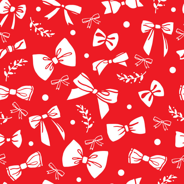 无缝图案与白色蝴蝶结在红色的背景。矢量插图图片下载