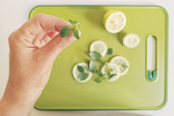 手里拿着一片薄荷叶图片下载