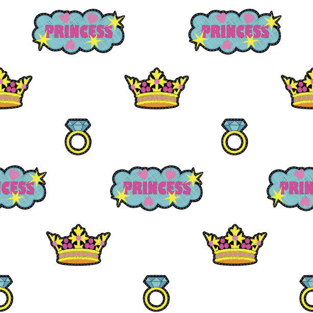 公主时装刺绣无缝图案图片下载