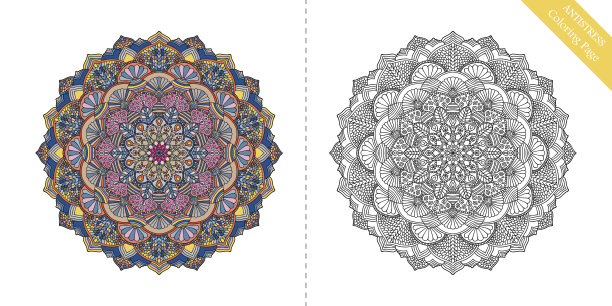 抗压力着色页曼荼罗第三图片下载