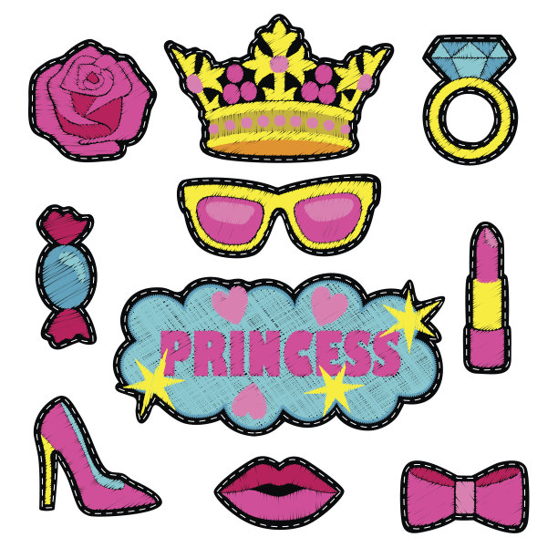 公主时装刺绣补丁集图片下载