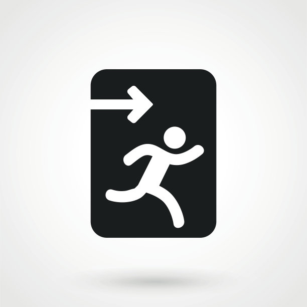 紧急出口，逃生路线标志。矢量图图片下载