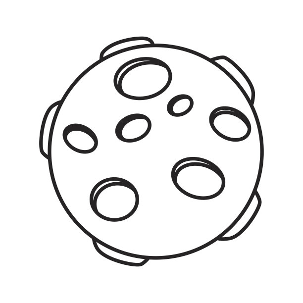 外太空的满月，白色背景上的月球环形山图片下载