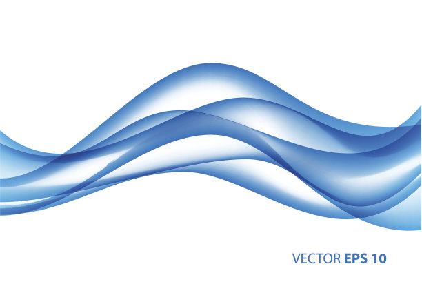 抽象的蓝色波在白色背景矢量插图。图片下载