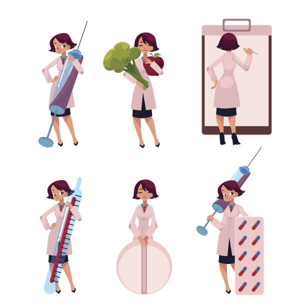 女医生，治疗师拿着巨大的医疗用品图片下载