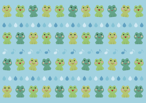 青蛙和雨的插图图片下载