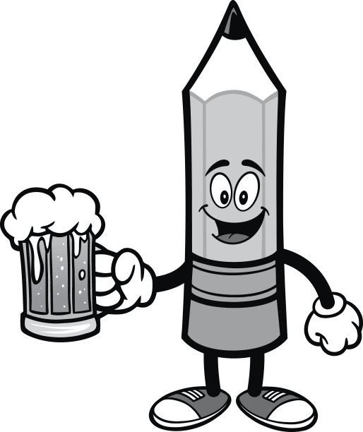 啤酒铅笔插画图片下载