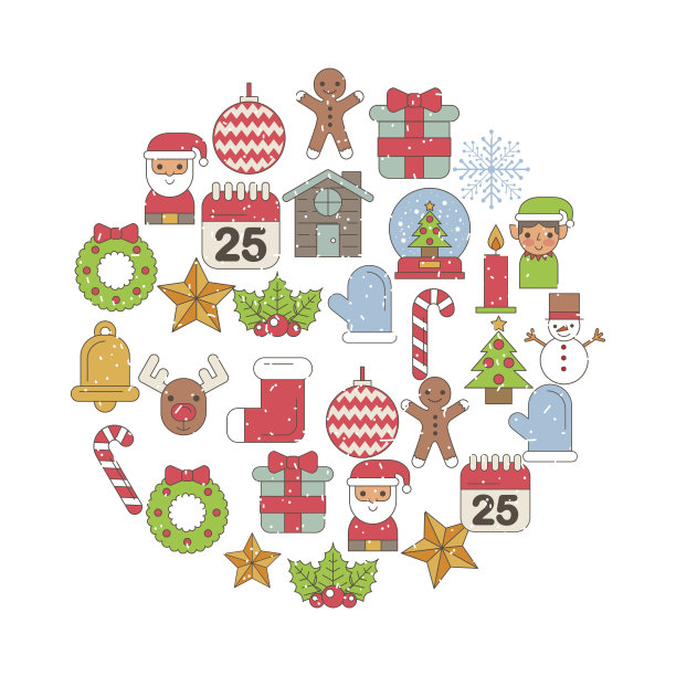 设置图标圣诞快乐装饰庆祝装饰图片下载