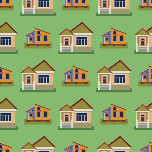 历史城市现代世界无缝模式特色住宅建筑正面立面矢量插图图片下载