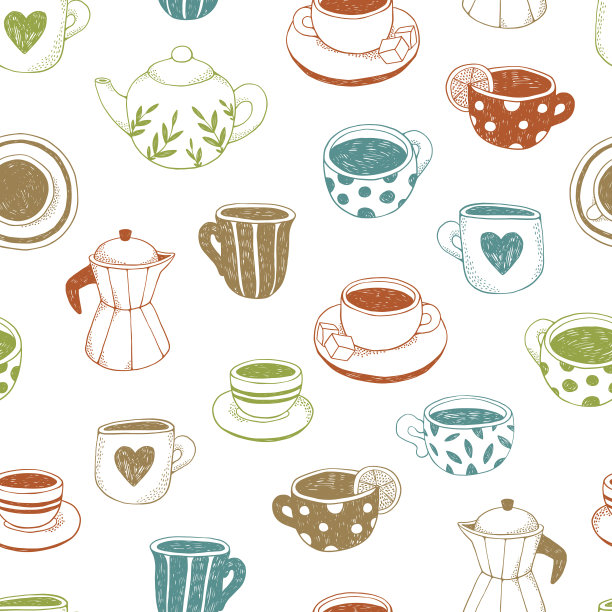 茶和咖啡，图案。图片下载