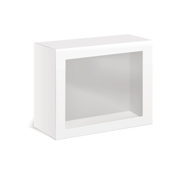 白色产品带窗纸板箱。矢量插图。图片下载