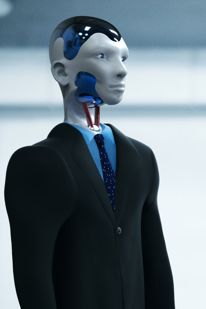 电子人打扮成商人，独自站着准备工作图片下载