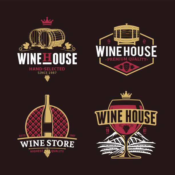 矢量葡萄酒标签，图标和设计元素图片下载