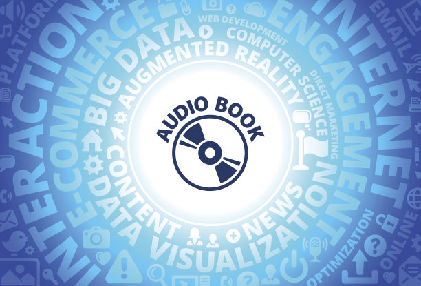 互联网上的有声图书图标现代科技词汇背景图片下载