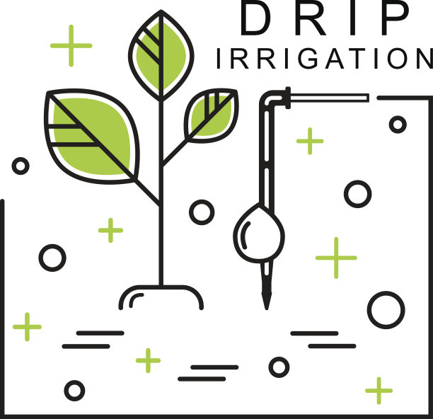 图标滴灌。植物和滴管与一滴水。线性向量插图。图片下载