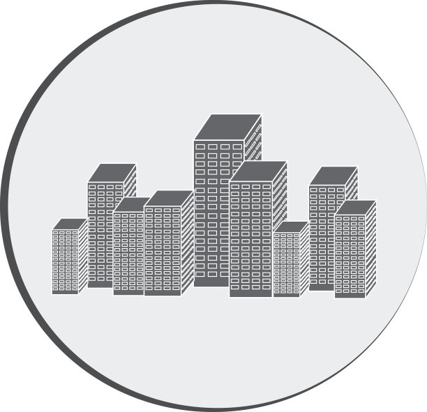 摩天大楼的轮廓在白色的背景上呈环形。矢量插图。图片下载