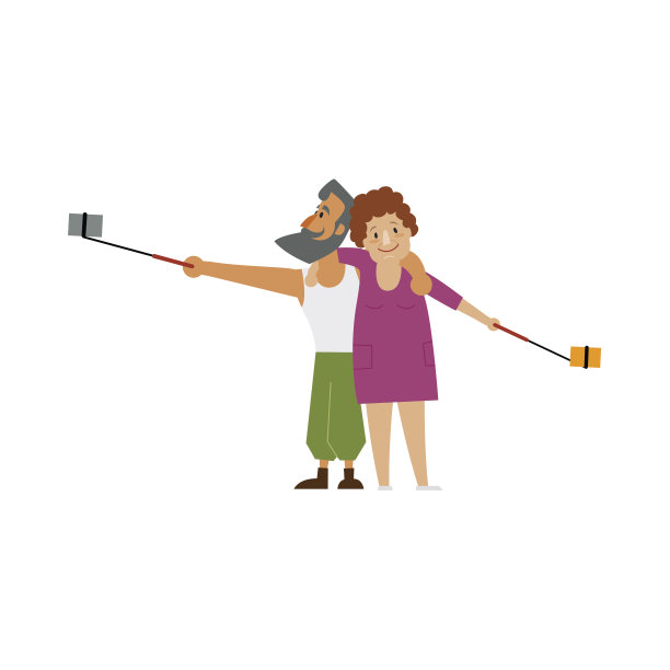 一对夫妇，大胡子男人和胖女人在自拍图片下载