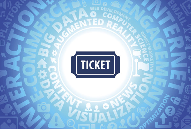 门票图标在互联网现代科技词汇背景下图片下载