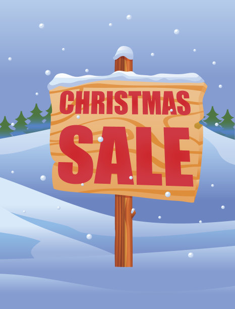 圣诞特卖文字木牌矢量图片下载