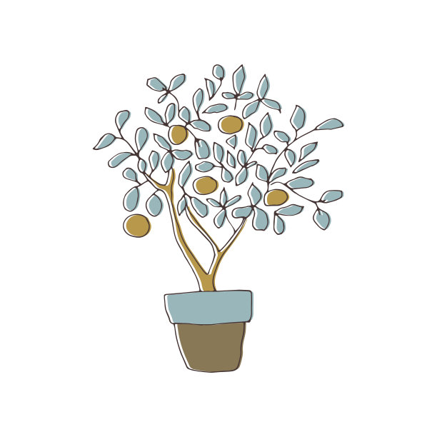 矢量手画橘子树图片下载