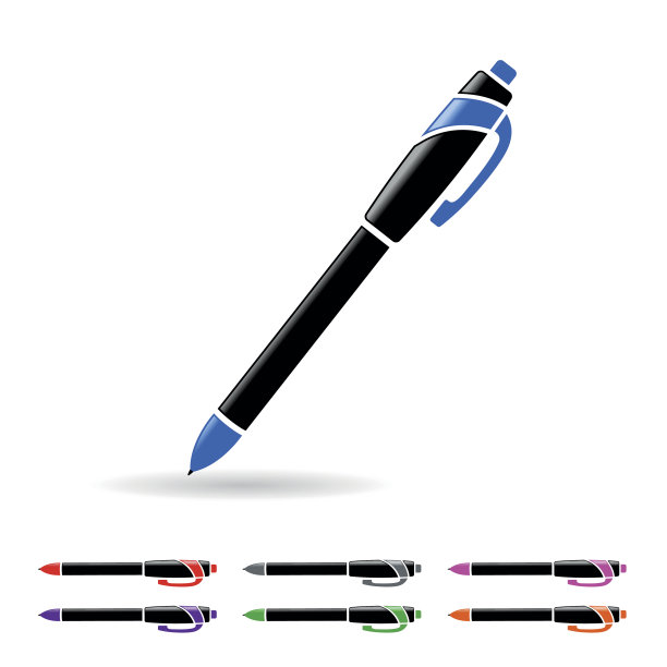 钢笔设置在白色背景上图片下载