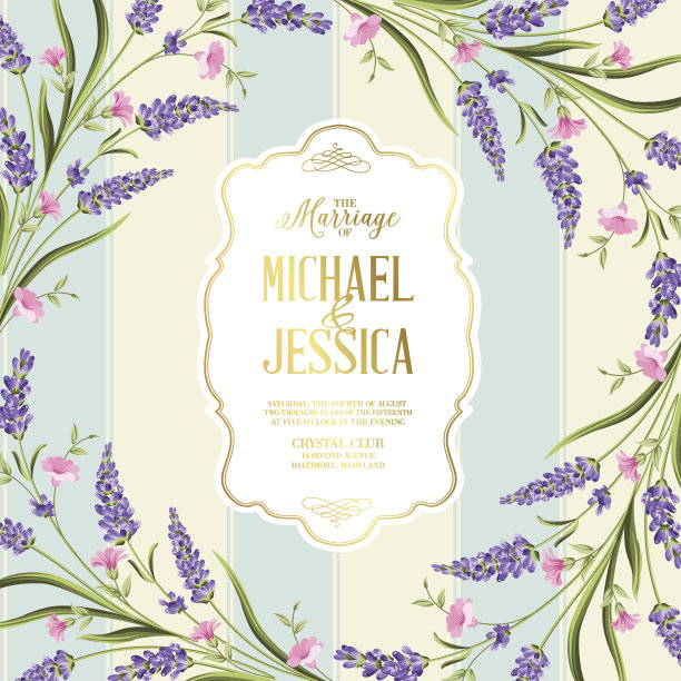 带花的婚礼请帖图片下载