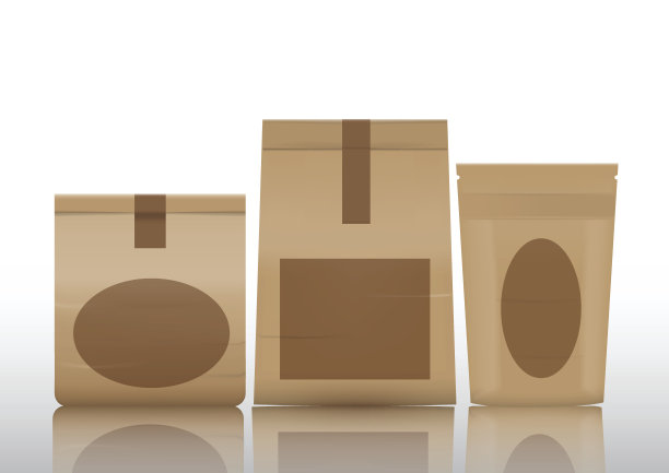 空白纸袋设置为白色背景，矢量插图。图片下载