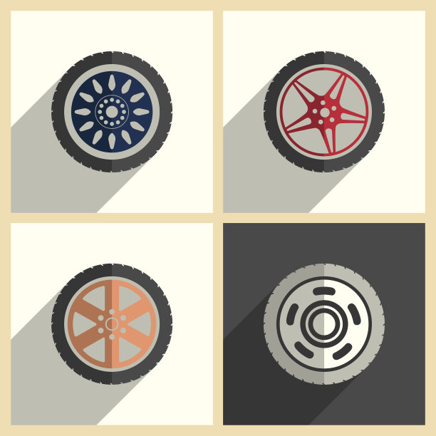 带阴影的车轮扁平图标矢量素材图片下载