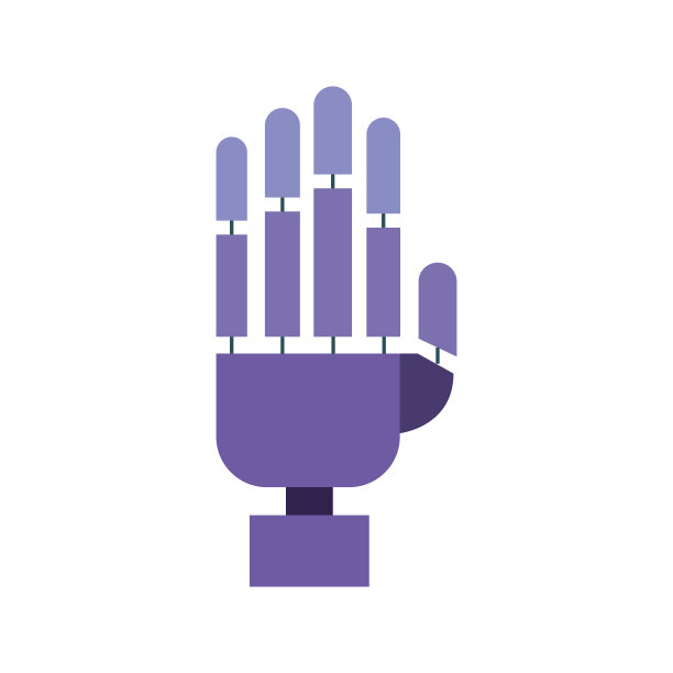 机器手彩色剪影在白色的背景图片下载