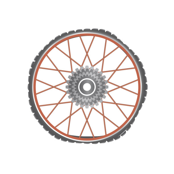带有红色辐条的破金属自行车车轮图片下载