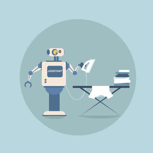 现代机器人熨烫衣服未来的人工智能机制家政技术图片下载