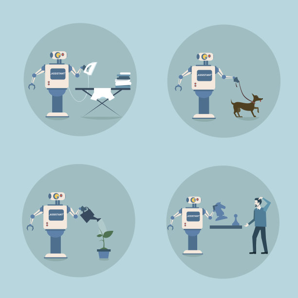 现代机器人图标设置未来的人工智能机制家政技术图片下载
