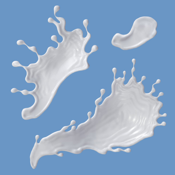 3d渲染，牛奶飞溅，抽象的白色液体油漆飞溅，剪辑艺术集孤立的白色背景图片下载