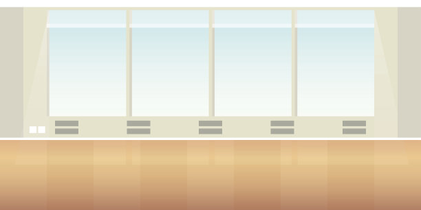 向量现代阁楼办公室或教室室内空场景在平面风格图片下载