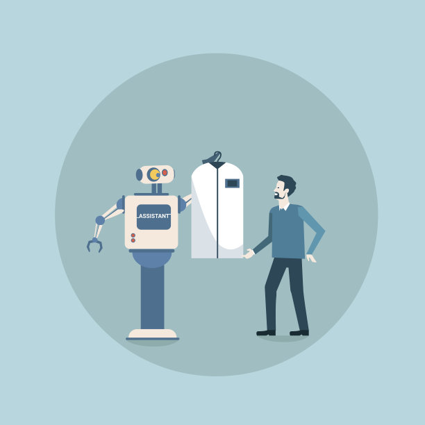 现代机器人送衣服给人类未来的人工智能机制家政技术图片下载