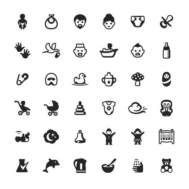 婴儿和婴儿用品-图标集图片下载