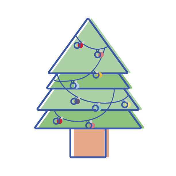 漂亮的松树与灯光装饰设计图片下载