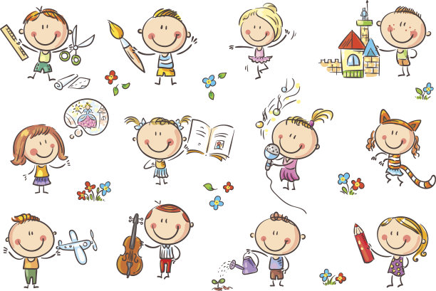 孩子们从事不同的创造性活动图片下载