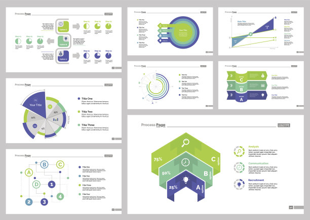八个统计幻灯片模板集图片下载