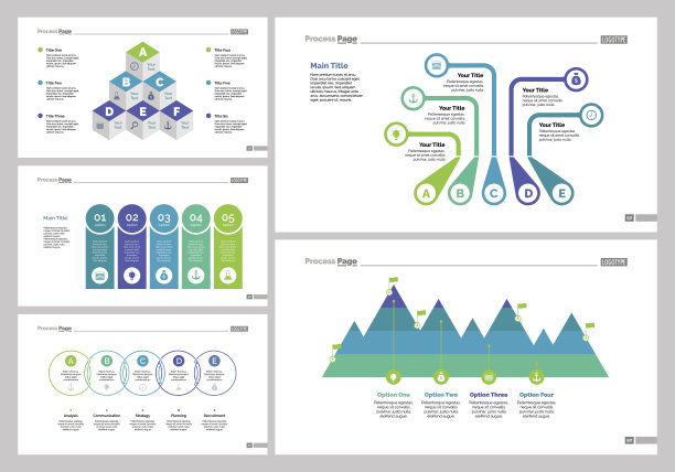 五个经济幻灯片模板集图片下载