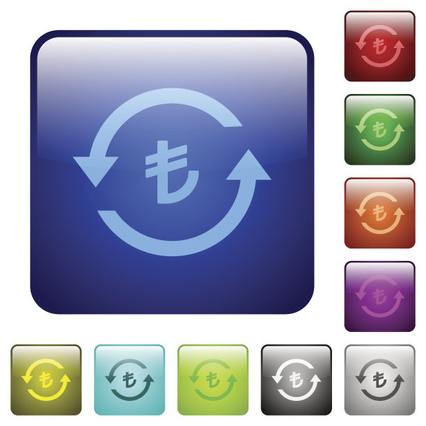 土耳其里拉偿还颜色方形按钮图片下载